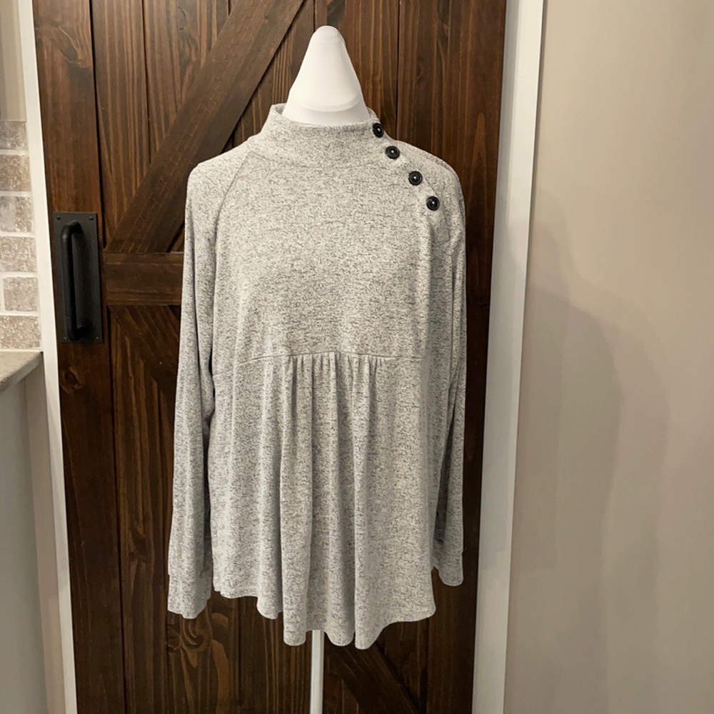 Grey with Button Maternity Top Size L
